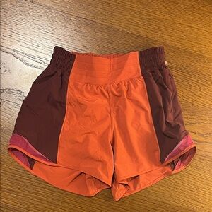 Lululemon Athletica Red and Brown Athletic Shorts